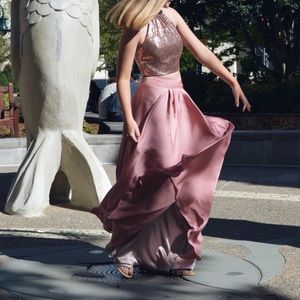Pink Two Piece Prom Dress